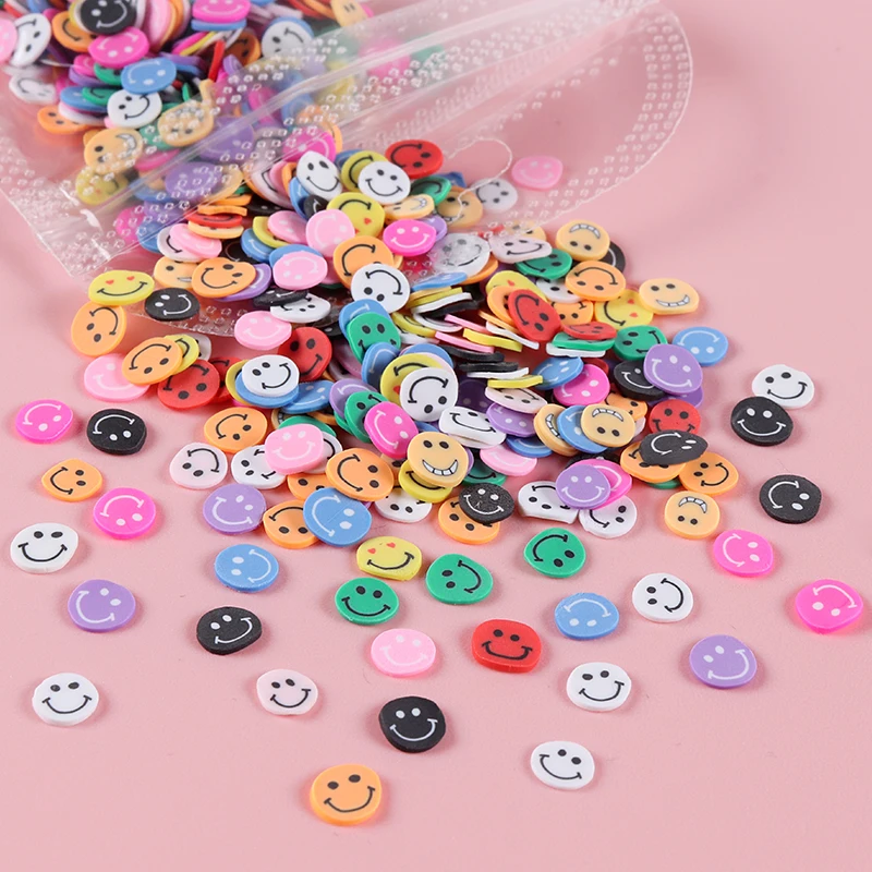 Симпатичные смайлики хлопья для ногтей блестки полимерная глина