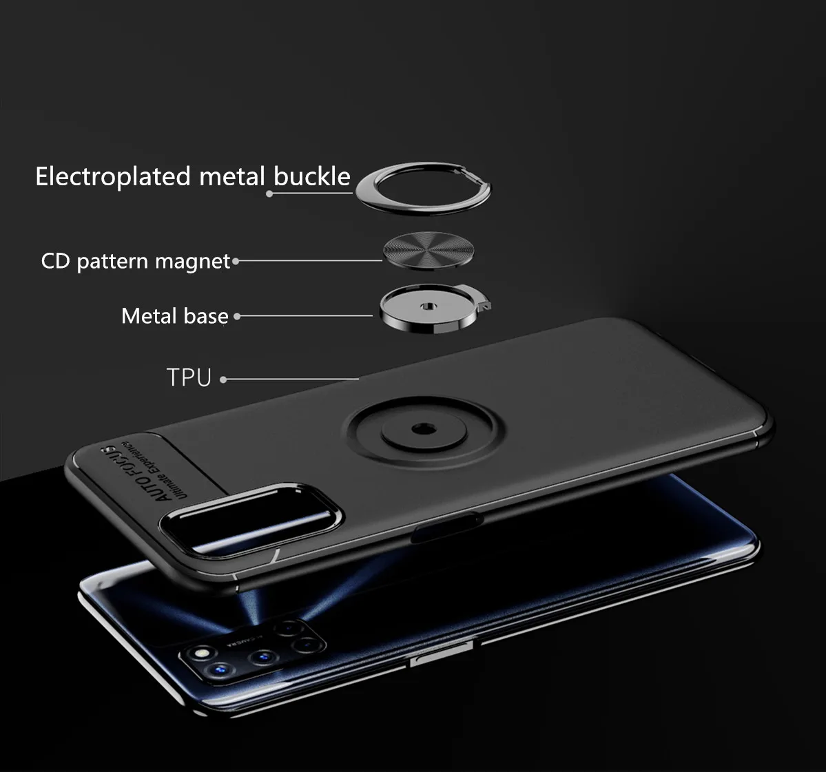 Shockproof Case For OPPO A52 Soft Silicone Magnetic Ring Phone Back Cover for Oppo Released 2020 Coque Bags Cases | Мобильные