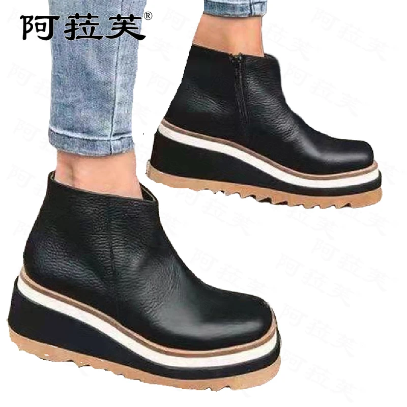 Women's Chelsea Boots 2022 Winter New Wedges Female Shoes Pu Leather Thick Bottom Ankle Fashion Gothic Non-slip Zapatos | Обувь