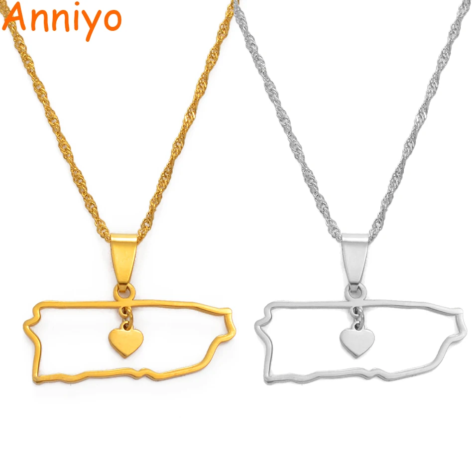 Женское колье с подвеской в виде Пуэрто Рико золотистого цвета для подарка на