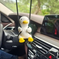 hanging ornament cute swing duck on car rear view mirror pendant for car goods duck babies yellow bow