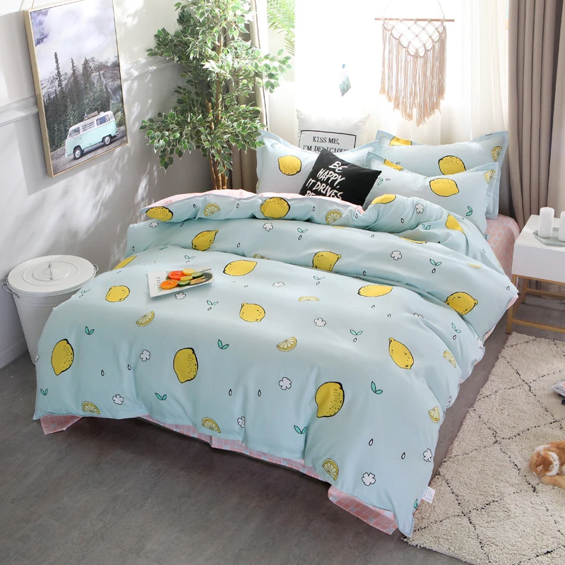 

Hot Sale Little Lemon Bedding Cotton Printed Pillowcase Quilt Cover Bed Sheet Queen Size Bed King Size Bed Four-Piece Set