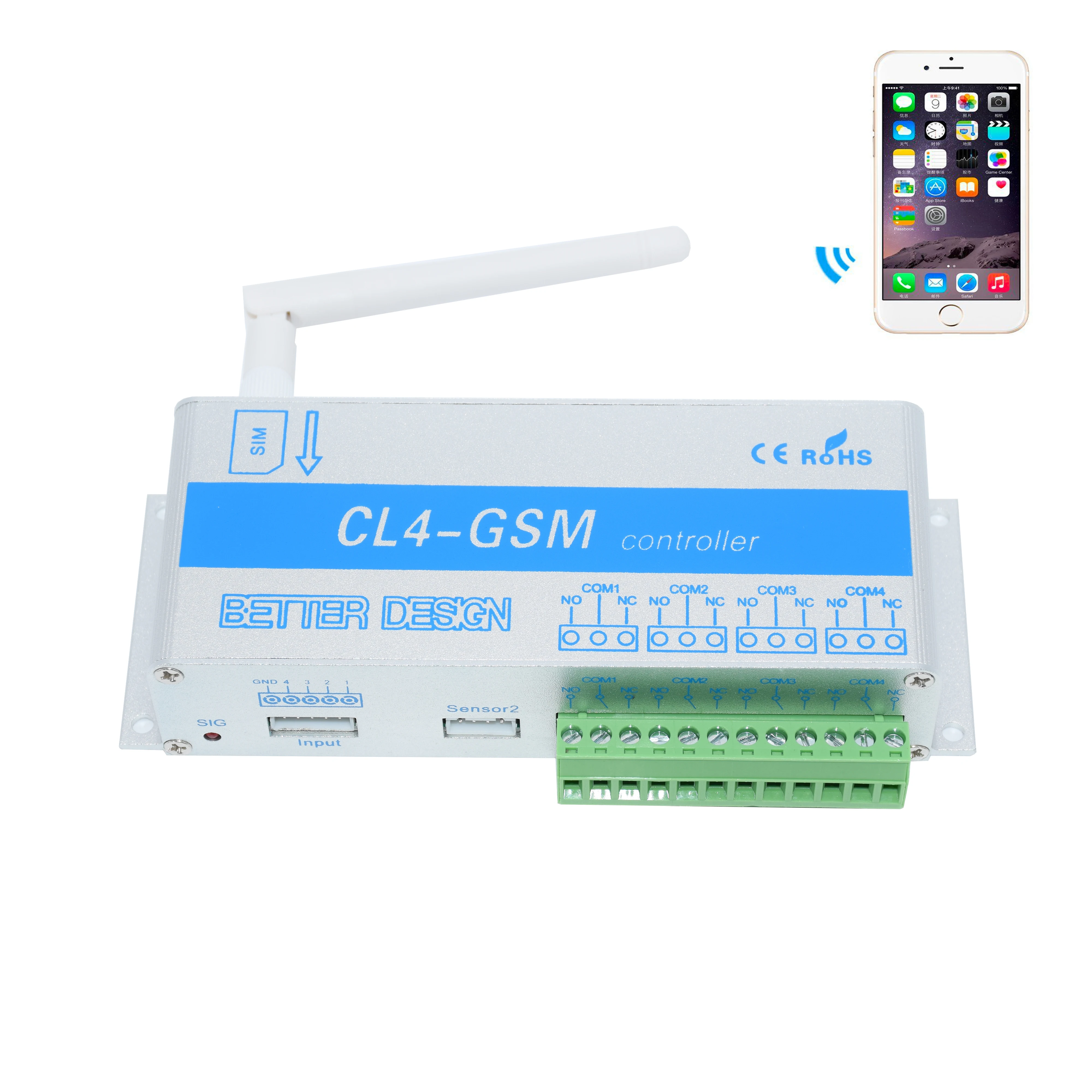 GSM переключатель SMS Управление 4 реле Выход двери гаража CL4-GSM отлично подходит для