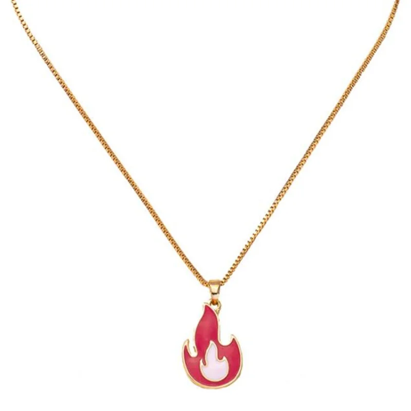 

Creative Design Dripping Oil Flame Necklace Gold Color Clavicle Chain Necklace Nightclub Women's Jewelry