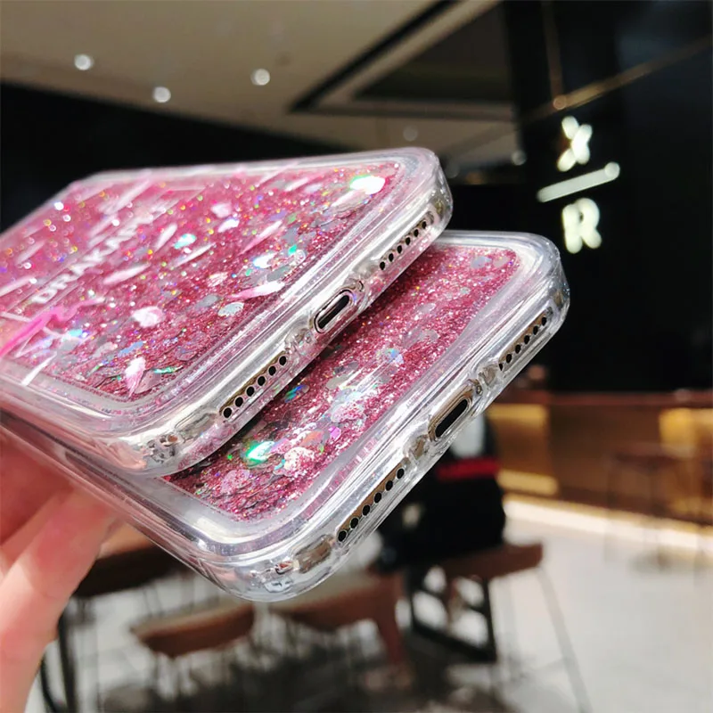 Модный мягкий силиконовый чехол Фламинго с жидким песком для iPhone 5 5S 6 7 8 Plus X чехлы