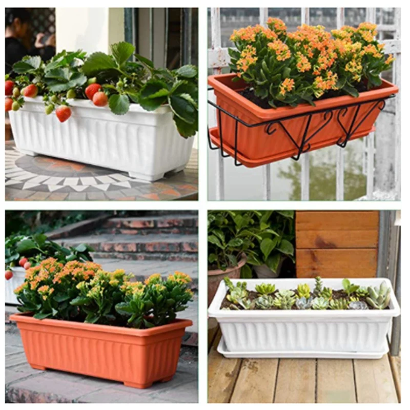 3 Packs White Flower Window Boxes Plastic Household Rectangular Vegetable Planters for Windowsill Garden Yard Porch | Дом и сад