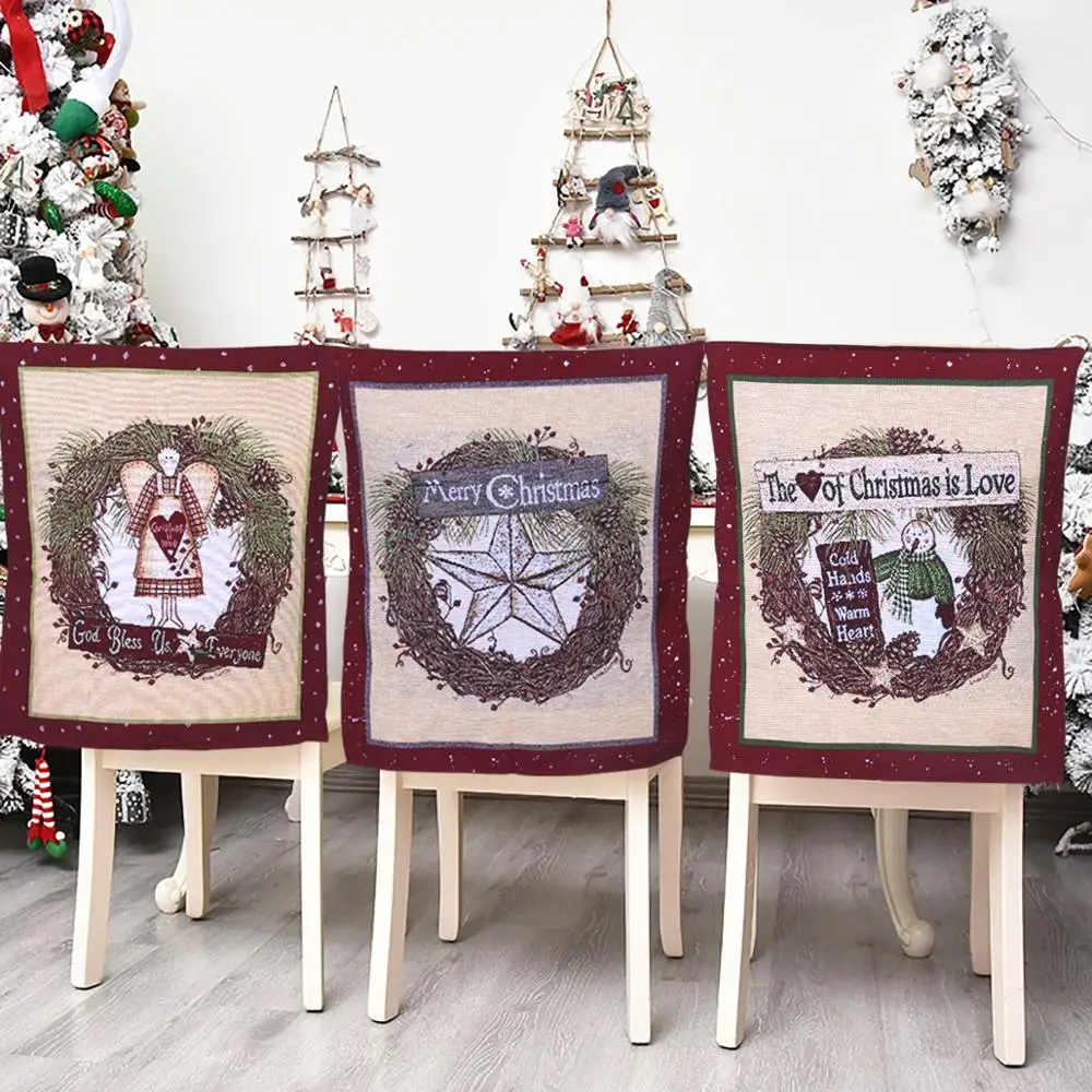 

Christmas Chair Cover Santa Claus Snowman Tree Merry Christmas Decorations for Home Noel Navidad 2020 Xmas New Year Decor 2021