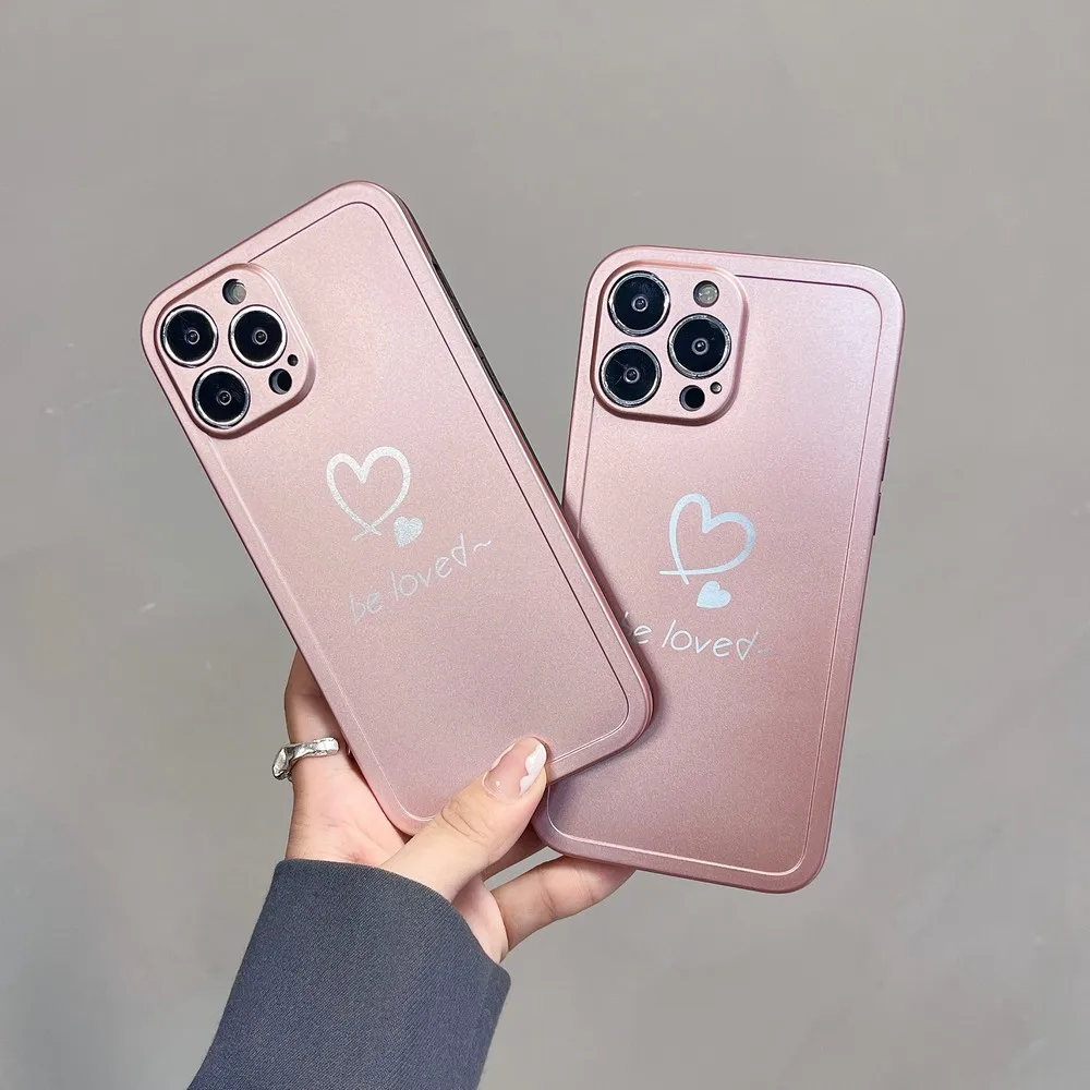 

Matte Plated Simple Love Rose Gold Phone Case For iphone 12Promax 11ProMax 11 12Pro 12 13ProMax 13Pro 13 XS X XR XSMAX 7 8 8Plus