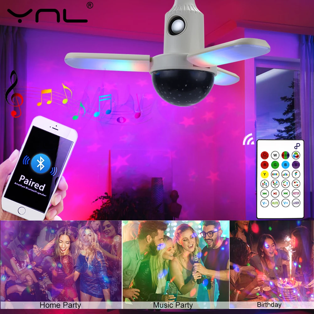 

LED Stage Light 85-265V E27 RGB Bluetooth-Compatible Music Colorful Crystal Ball DJ Disco Party Holiday Home Decor Rotating Bulb