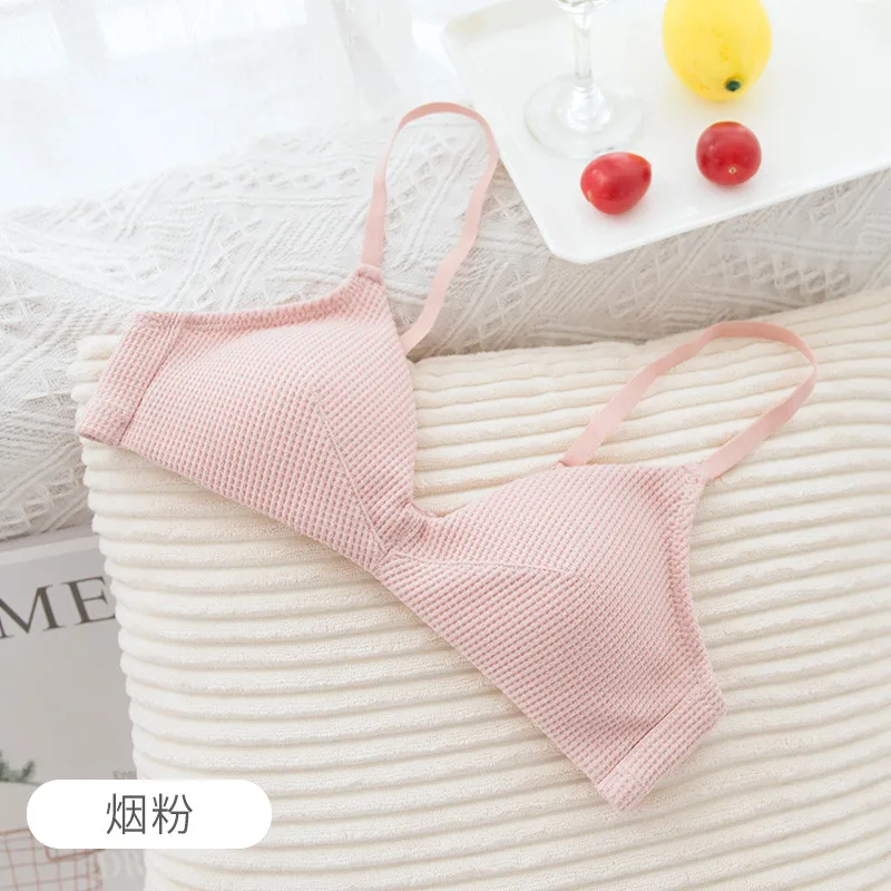 Pink Комфортный бюстгальтер без косточек для девочек, большие размеры, беспроводные бюстгальтеры для женщин, бесшовный бюстгальтер без косточек, хлопок, сексуальная треугольная чашка - Цвет: Pink