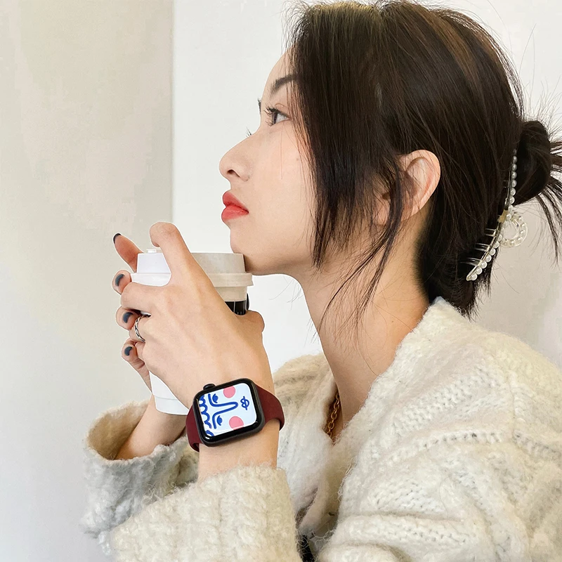 Тонкий силиконовый ремешок для Apple watch band 44 мм 40 38 42 мягкий часов wrsit correa iWatch Series 7 3 4