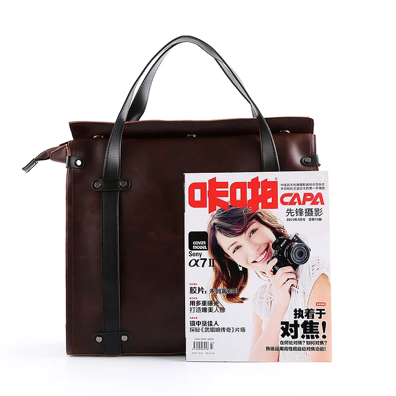 

Casual Men Tote Waterproof PU Leather Handbag women Large Shoulder Bags Business Computer Laptop bag male Vintage Travel bags
