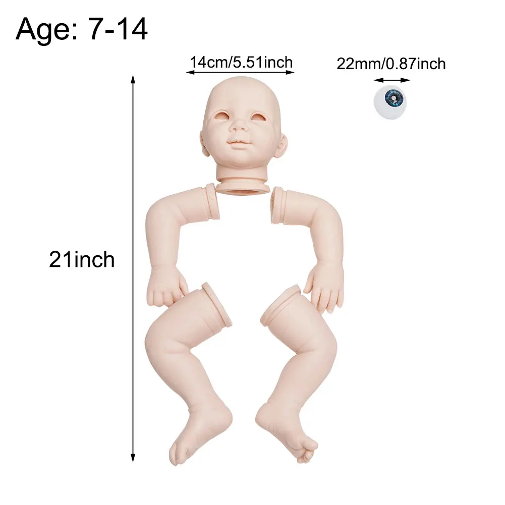 

21inch Reborn Supply Doll Kit Baby Toddler Soft Silicone Unfinished Home Simulation Kids Toy Lifelike Fresh Color DIY Full Limbs