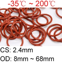 10pcs red vmq silicone o ring cs 2 4mm od 8 68mm foodgrade waterproof washer rubber insulated o shape seal gasket