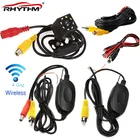 Парковочная Беспроводная Универсальная автомобильная камера заднего вида с светодиодный, задняя камера заднего вида с двойным управлением, RCA приемник ночного видения и передача