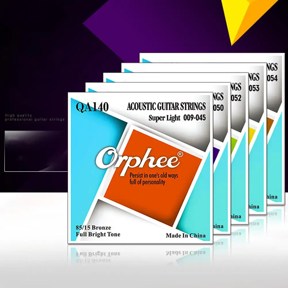 

6PCS Guitar Strings QA Series Acoustic Folk Guitar Strings Hexagonal Steel Core 80/20 Bronze Wire Wound Tension QA140-QA180