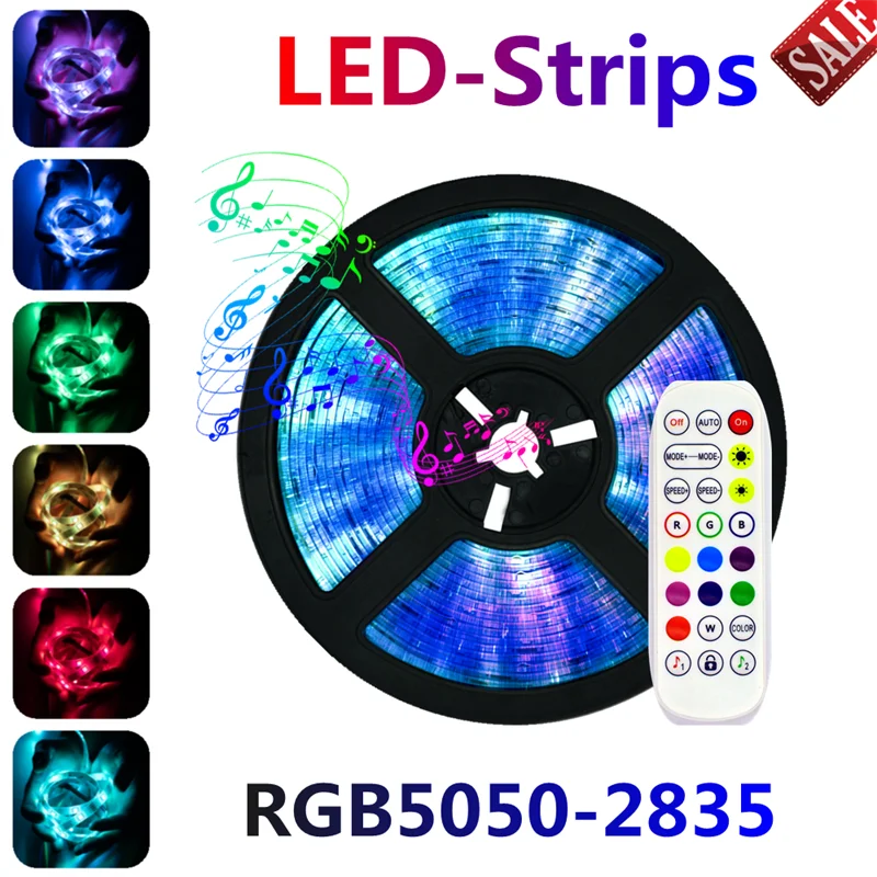 

Светодиодная лента RGB 5050 SMD 2835, водонепроницаемая лампа, гибкая неоновая лента с диодами, 5 м, 10 м, 12 В постоянного тока, для праздника, вечевече...