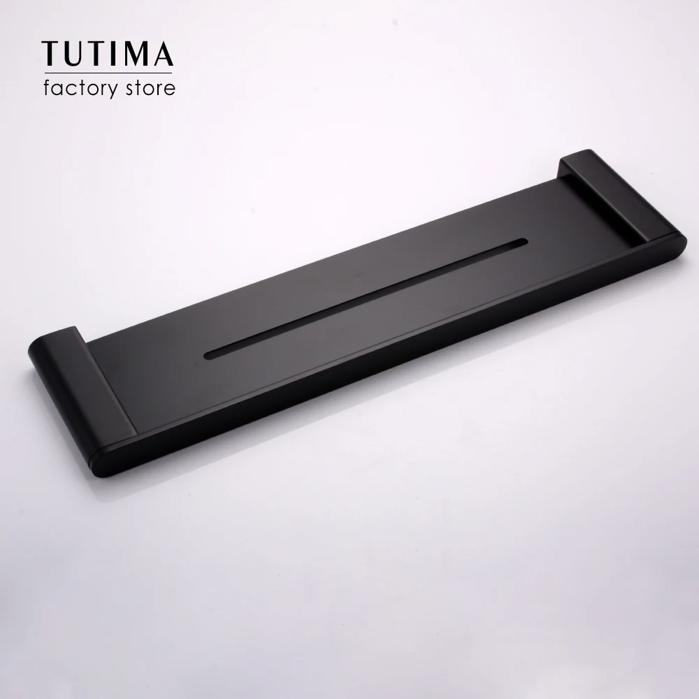 Tutima полка для ванной комнаты матовая черная алюминиевая настенная шампуня