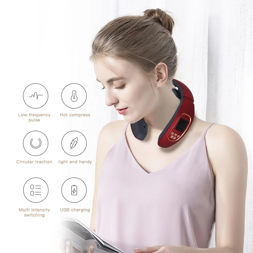 Электромагнитный массажер для шеи портативное USB устройство массажа шейного