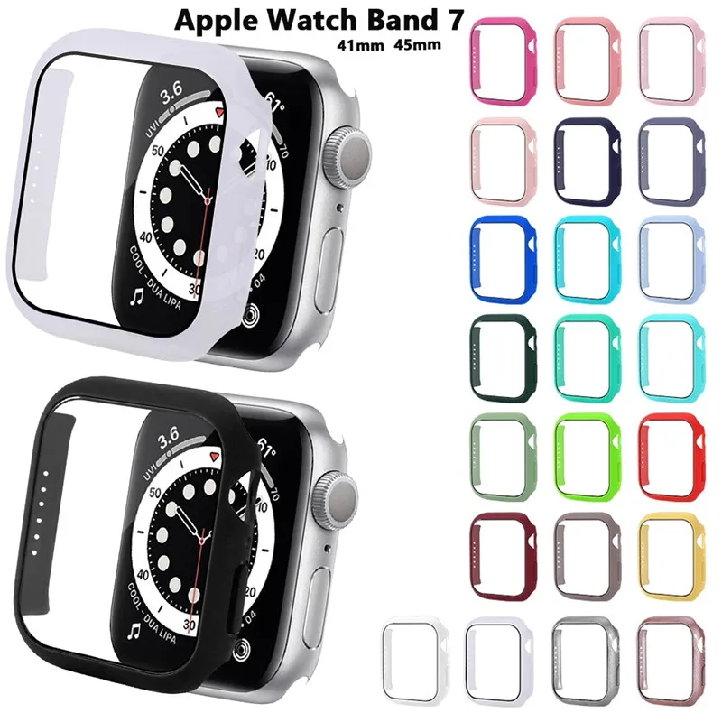 

Glass+Case For Apple Watch Serie 7 S7 41mm 45mm iWatch 7 Full Cover Case Bumper Screen Protector+Cover Watch Accessorie