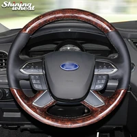 shining wheat pu carbon fiber leather steering wheel cover for ford taurus 2015 2017