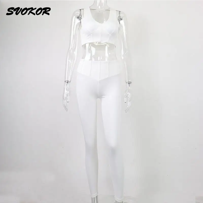 

SVOKOR V-Neck Fitness Suit Women Seamless Stretch Sports Set Breathable Sexy Gym Clothing Push Up Tracksuit Women Summer