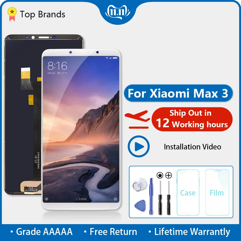 ЖК дисплей для Xiaomi Mi Max 3 с рамкой 3|Экраны мобильных телефонов| |