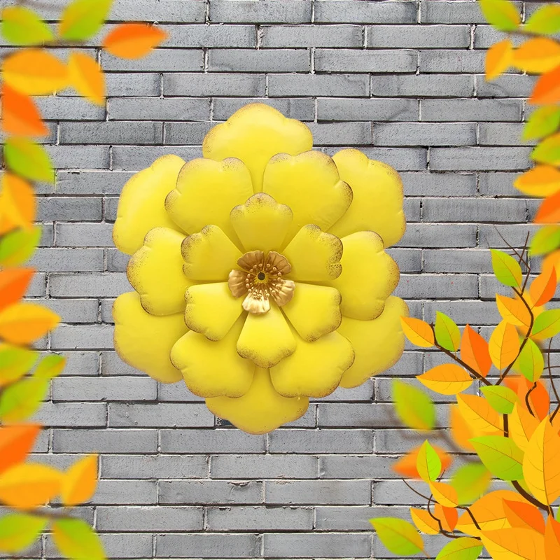 

Metal Flower Wall Decoration Art Ornaments Flower Wall Art That Can Be Hung on the Porch of the Living Room (Yellow)