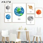 Ребенок Вселенная, космос, планета Печать холст картина солнце и луна земля детская художественная плакат малыш география образование номер Декор