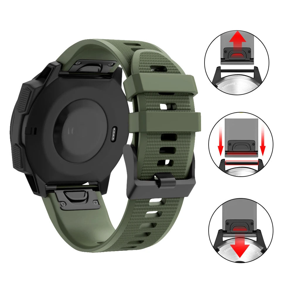 26 22mm Silicone Watchband strap for Garmin Fenix 5X 5 5S Plus Easy Fit Quick Release wirst for Garmin Fenix 7X 7 7s 6X 6 Pro 6s