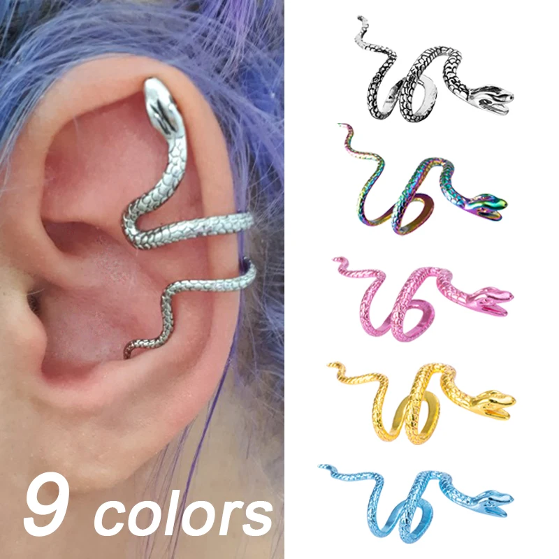 

1PC Copper Snake Clip on Earrings Ear Cuffs Wrap Without Piercing Punk Non Pierced Fake Cartilage Earring for Women Men Jewelry