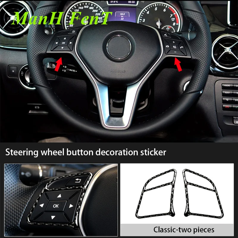

For Mercedes Benz W246 B200 B180 B260 B250 B220 Steering Wheel Button Frame Switch Panel Carbon Fiber Decoration Sticker