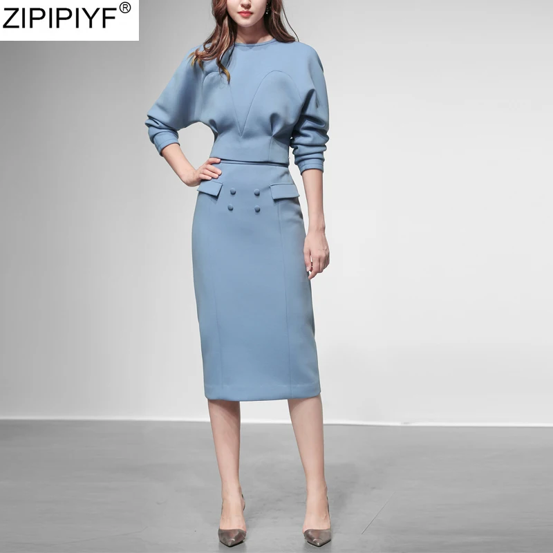 Новинка 2020 женская блуза костюмы подиум модная однотонная с круглым вырезом