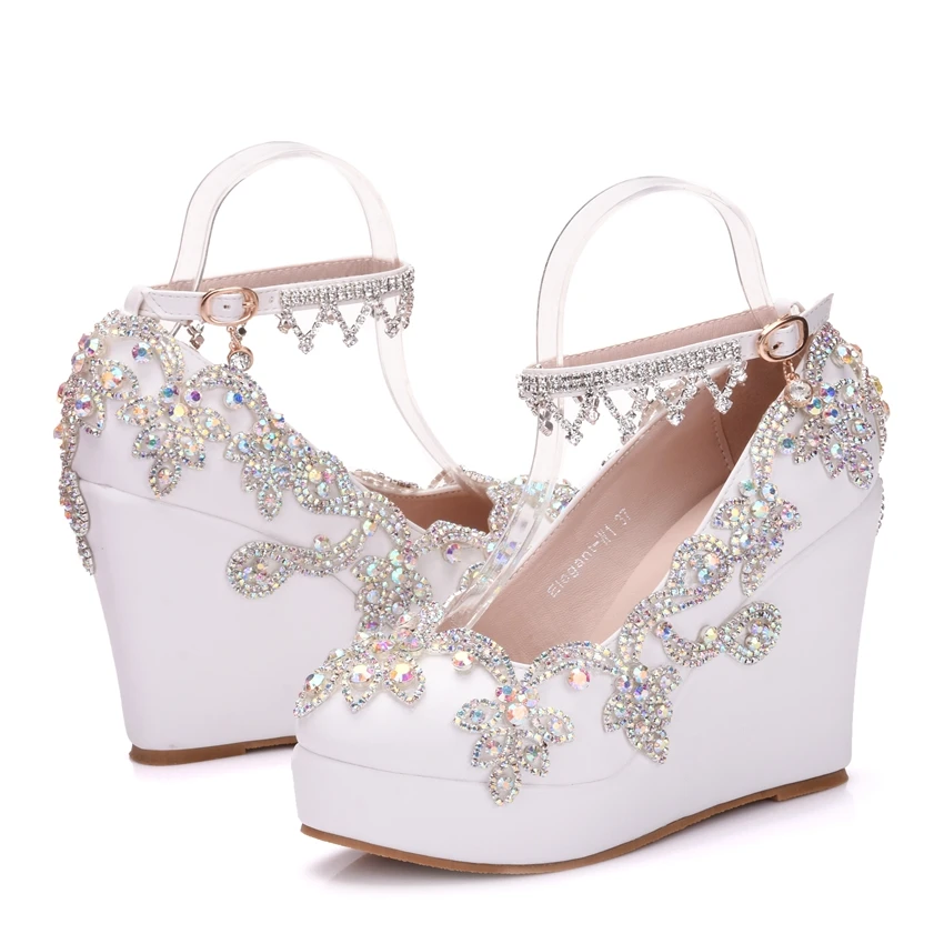 Туфли-лодочки со стразами роскошные свадебные туфли на платформе Вечерние