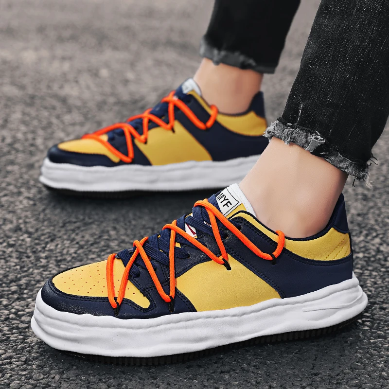 

CYYTL PU Leather Men's Breathable Walking Shoes Outdoor Skateboarding Fashion Sneakers Tennis Thick Sole Tennis for Students Boy