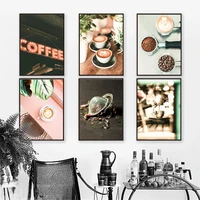 kitchen wall art canvas painting flower light coffee cup cocoa beans prints wall pictures for cafe poster decor no frame