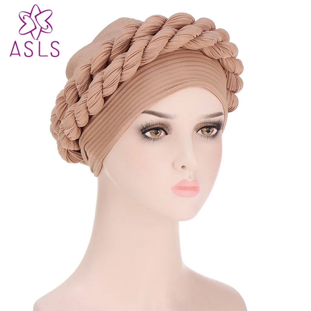 

NEW High Quality Fashion Elegant Popular Headscarf New Style Baotou Hat Braid Hat Messy Wrinkled Braid India Cap Women Turban