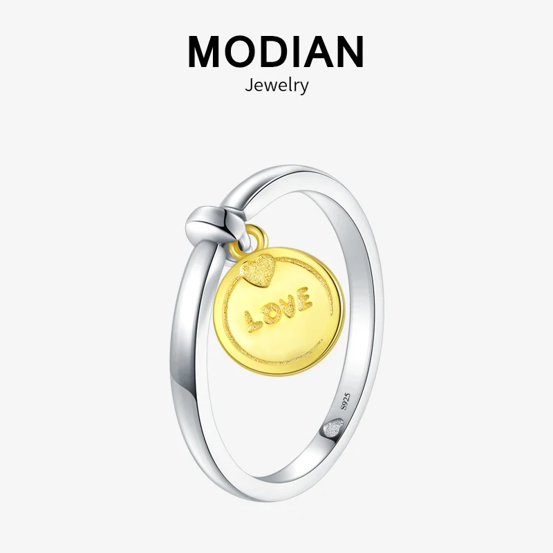 Modian,, настоящее 925 пробы, серебро, модное, качающееся, золотое, цвет, любовь, кольцо на палец для женщин, роскошное, классическое, серебряное, ювелирное изделие, Анель