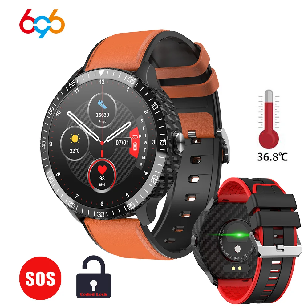 MT16 Smart Watch SOS Blue Tooth Call Password Lock Temperature Detection Thermometer Full Screen Touch Multi Sport Smartwatch M5