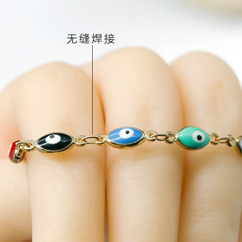 

2020 New Trend Evil Eyes Bracelet For Women Gold Link Chain Oil Dripping Devil's Eye Bracelet With Charm Jewelry Christmas Gift
