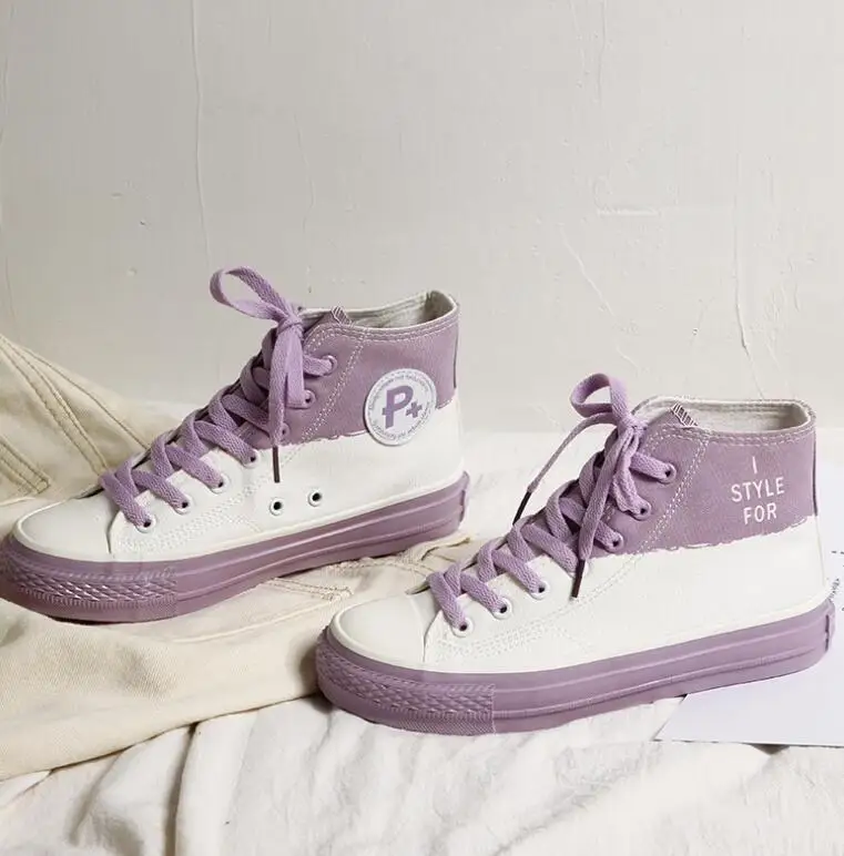 

2021 High Quality Classic Women Canvas Shoes High help High Top Flats Women Vulcanized Shoes