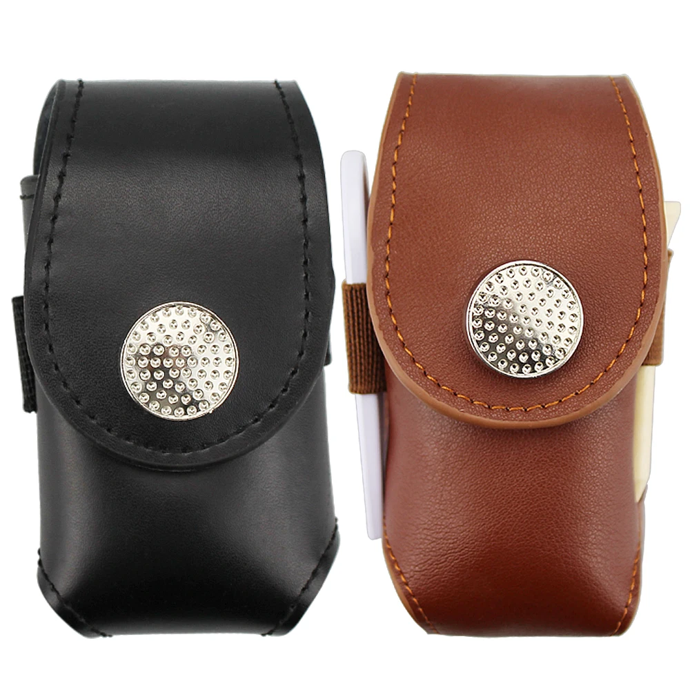 Сумка для мяча гольфа портативная Кожаная мини сумка с зажимом черный держатель 2