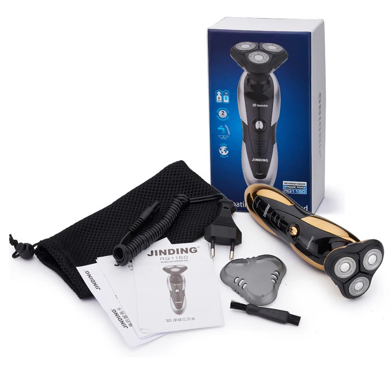 

JINDING Rechargeable Electric Shaver Razor for Men 3D Floating Head Shaving Machine Beard Washable Fast Charge Triple Blade