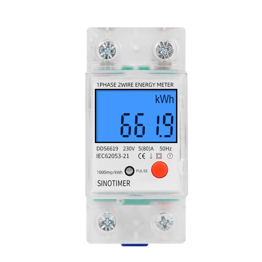 

New Din Rail Lcd Digital Backlight Energy Meter Single Phase Power Meter Kwh Power Consumption Electronic Wattmeter AC 230V 80A