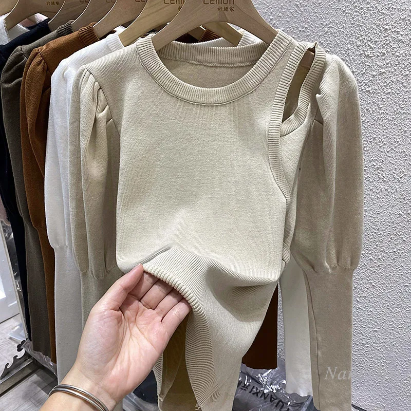 

sexy hollow sweater Women's Knitwear Fall and Winter Inner Wear Thickened Bottoming knitted jumpers ladies clothes 2022