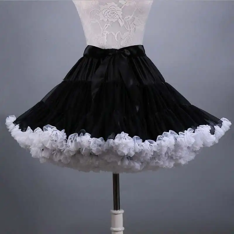 Black Короткая Свадебная Нижняя юбка, аксессуары для невесты, кринолин,, органза, винтажная Свадебная Нижняя юбка, рокабилли, пачка - Цвет: Black