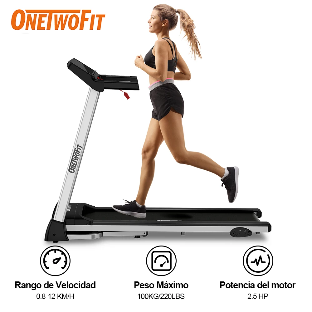 

ONETWOFIT Folding Treadmill 3 Adjustable Slopes Running Machine Treadmill with LED Display for Home Fitness Equipment Exercise