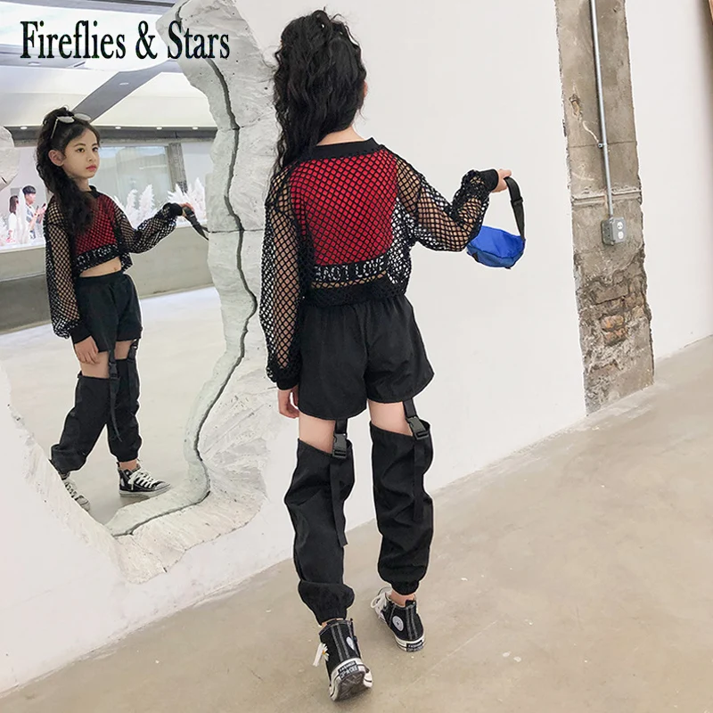 Укороченный топ для девочек на возраст от 4 до 14 лет Сетчатая футболка в стиле