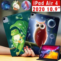 tablet case for apple ipad air 4 animal pattern pu leather tablet stand folio cover free stylus