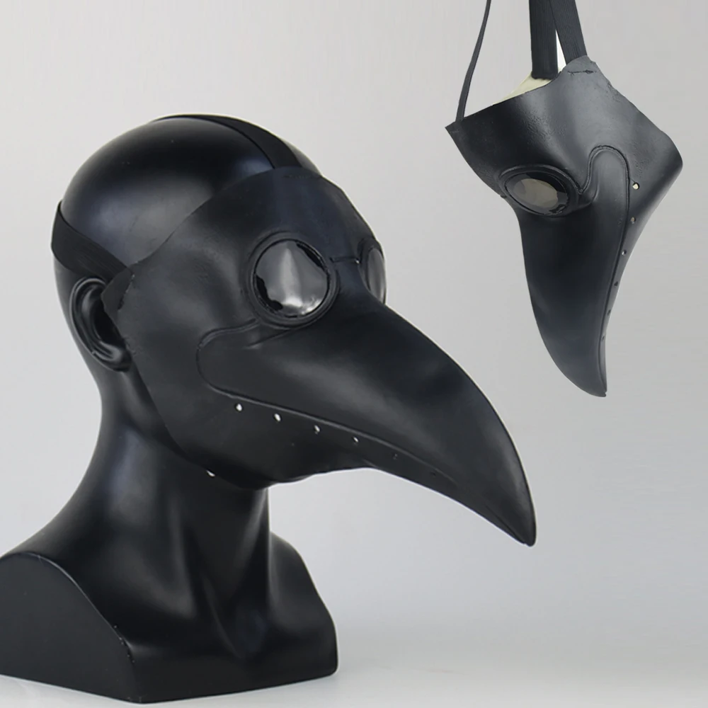 Стимпанк маска Чумного доктора Косплей черная латексная птица клюв длинный нос
